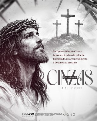 Quarta-feira de Cinzas Humildade Arrependimento e Amor ao Próximo PSD Editável