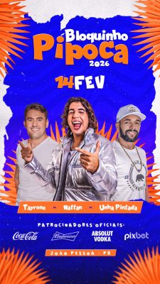 Bloquinho Pipoca 2026 14 FEVEREIRO João Pessoa PB Evento Festivo PSD Editável