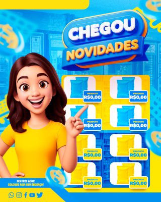 Novidades Chegou Lançamento de Produto Destaque PSD Editável