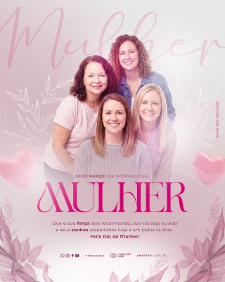 Mulher 08 de Março Dia Internacional Mensagem Festiva PSD Editável