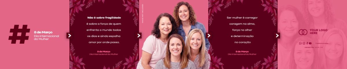 Dia da Mulher Carrossel Instagram Mensagens Poderosas PSD Editável