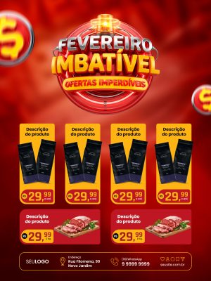 Fevereiro Imbatível Ofertas Imperdíveis Produtos Mercado PSD Editável