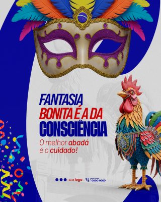 Carnaval Fantasia Bonita é a da Consciência Post PSD Editável