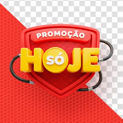Promoção Só Hoje em 3D Escudo Vermelho Oferta Exclusiva PSD Editável