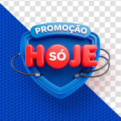 Promoção Só Hoje Logo 3D Azul e Vermelho Oferta Vendas PSD Editável