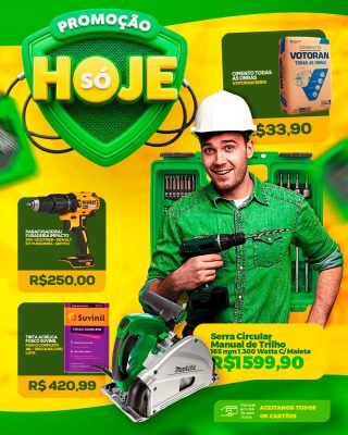 Promoção Só Hoje Oferta Imperdível Produtos para Construção e Ferramentas PSD Editável