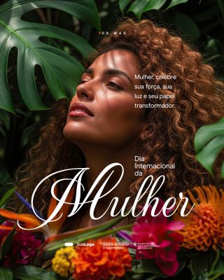 Feliz Dia da Mulher 08 de Março Homenagem Social Media PSD Editável