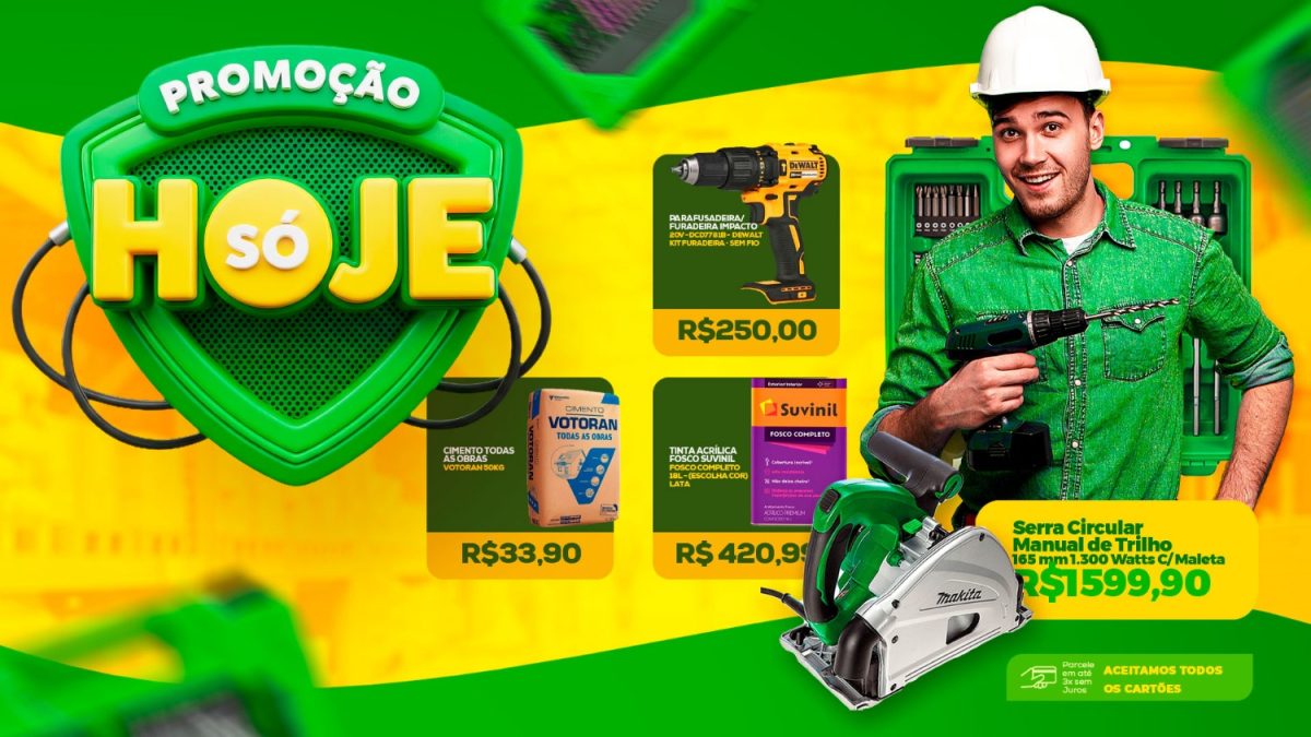 Promoção Só Hoje Ferramentas Cimento Tinta Construção PSD Editável