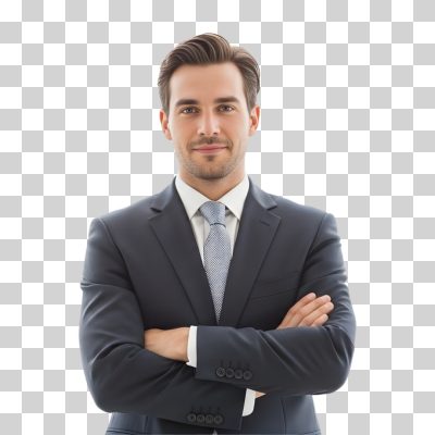 Homem de Negócios Jovem Elegante Sorrindo Braços Cruzados PNG Transparente