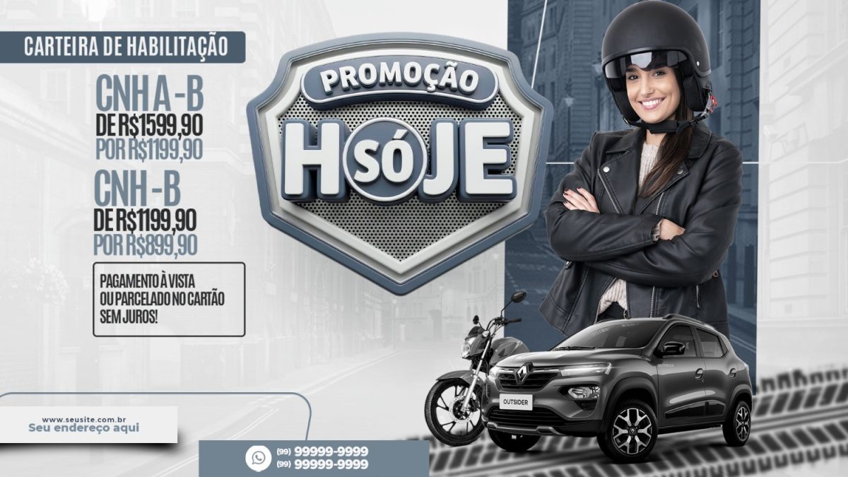 Habilitação Promoção Hoje CNH-A B e CNH-B Descontos PSD Editável