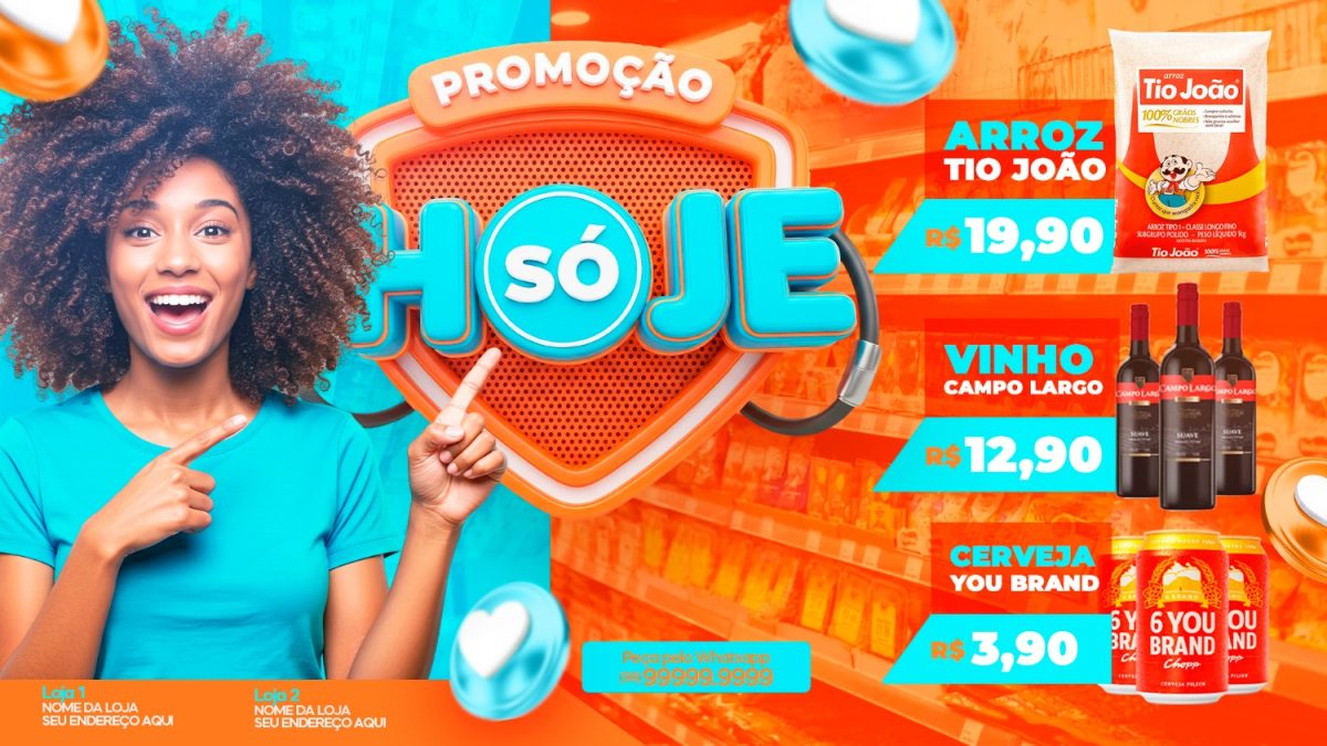 Promoção Só Hoje Ofertas de Arroz Vinho Cerveja PSD Editável