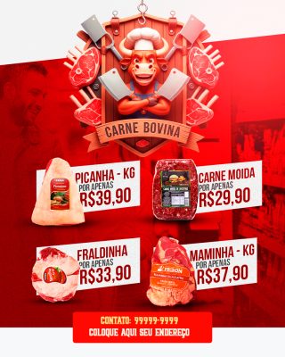 Carne Bovina Picanha Maminha Fraldinha Carne Moída Ofertas PSD Editável