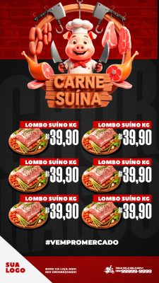 Carne Suína Oferta Delivery Lombo kg 39,90 PSD Editável