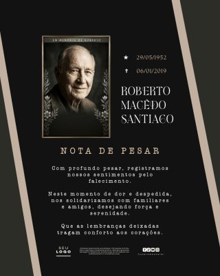 Nota de Pesar Falecimento Luto Social Media PSD Editável