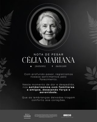 Nota de Pesar Falecimento Luto Social Media PSD Editável