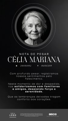 Nota de Pesar Falecimento Luto Story Social Media PSD Editável