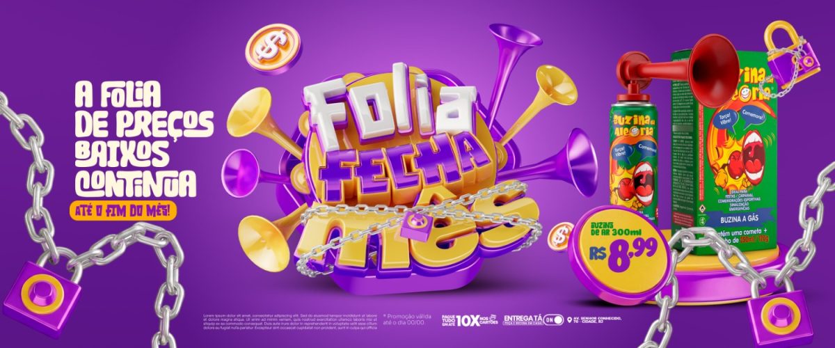 Folia Fecha Mês Banner Social Media PSD Editável