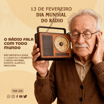 Dia Mundial do Rádio 13 de Fevereiro O Rádio Fala com Todos PSD Editável