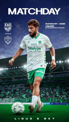 Matchday Guingamp x ASSE Template Pôster Futebol PSD Editável