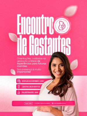 Encontro de Gestantes Orientações Cuidados e Experiências PSD Editável