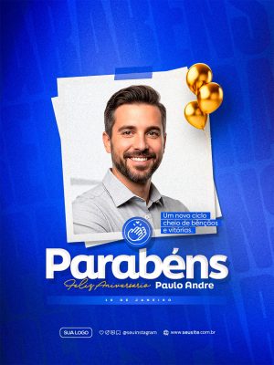 Feliz Aniversário Parabéns Um Novo Ciclo PSD Editável