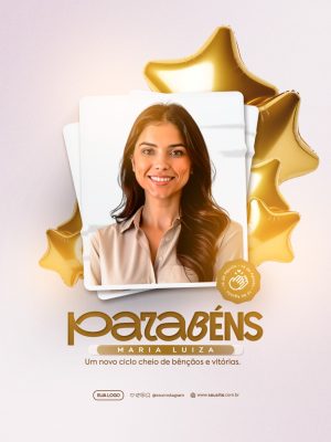 Parabéns Feliz Aniversário PSD Editável