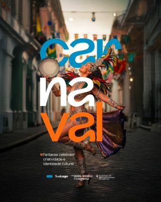 Carnaval Fantasias Criatividade Social Media Post PSD Editável