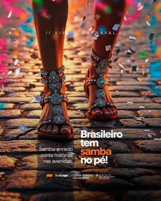 Carnaval Viva o Carnaval Brasileiro tem Samba no Pé PSD Editável