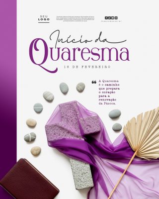 Quaresma Início da Quaresma 18 de Fevereiro Template Religioso PSD Editável