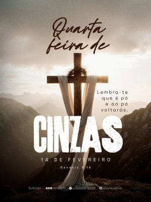 Quarta-feira de Cinzas Lembra-te Que És Pó Versículo Bíblico PSD Editável