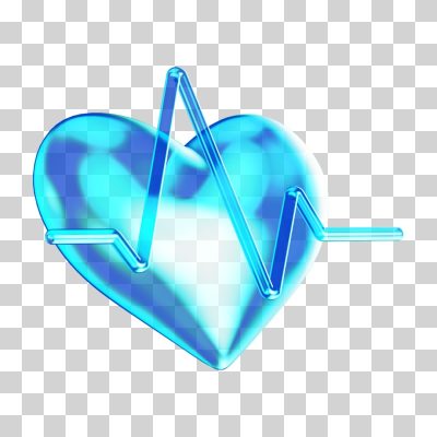 Coração Eletrocardiograma Azul Translúcido Saúde 3D PNG Transparente