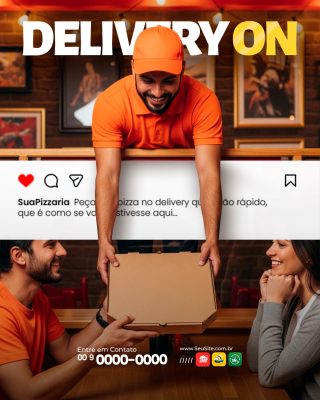 Delivery On de pizza Entre em Contato PSD Editável