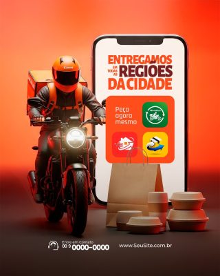 Delivery Entregamos Em Todas as Regiões da Cidade Peça Agora Mesmo PSD Editável
