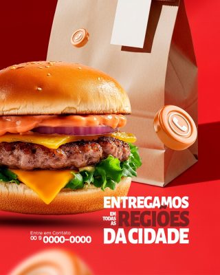 Hambúrguer Entregamos em Todas as Regiões da Cidade Delivery PSD Editável