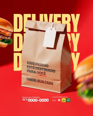 Delivery Esse Pedido Está Destinado Para Você Hamburguer PSD Editável