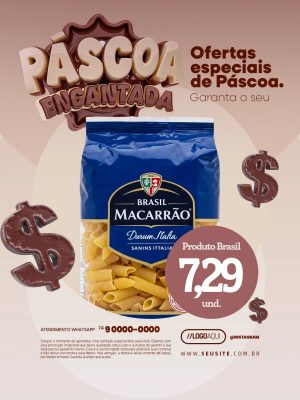 Páscoa Encantada Ofertas Especiais Macarrão PSD Editável