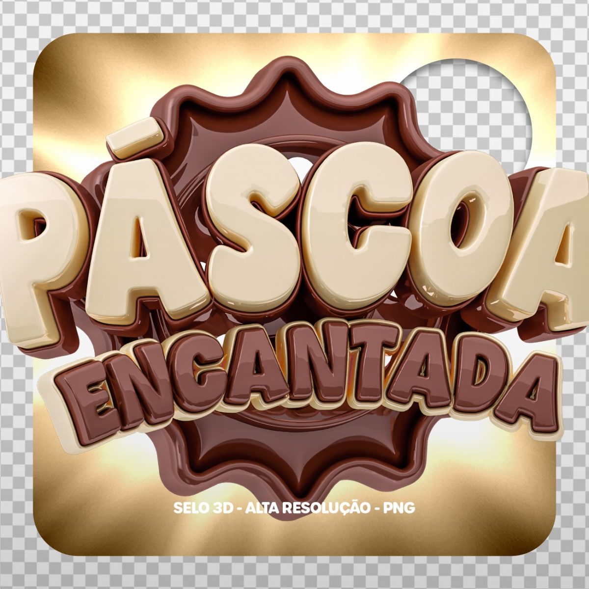 Páscoa Encantada Selo 3D PSD 