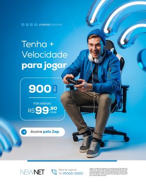 Tenha 900mb Velocidade para Jogar Provedor de internet PSD Editável