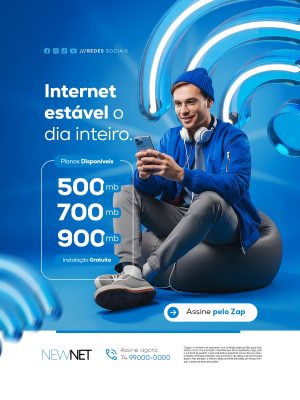 Internet Estável o Dia Inteiro Planos Provedor de internet PSD Editável