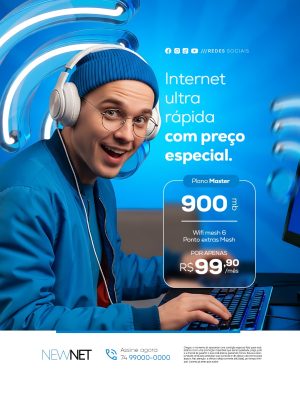 Provedor de internet Internet Ultra Rápida com Preço Especial PSD Editável