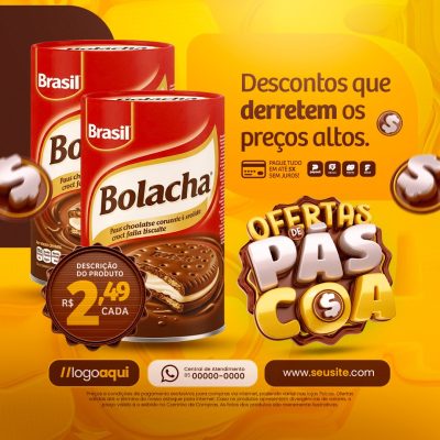 Páscoa Ofertas Bolacha Brasil Preço R$ 2,49 PSD Editável