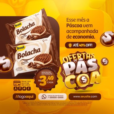 Páscoa Ofertas de Páscoa 40% OFF Bolacha Cirebalto PSD Editável