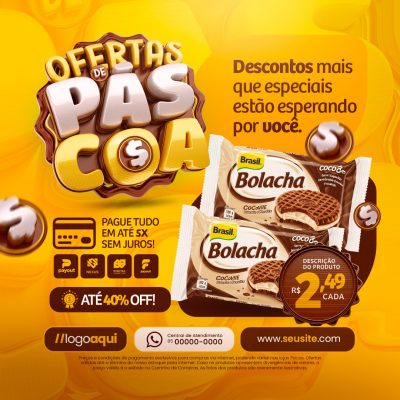 Ofertas de Páscoa Descontos Mais Que Especiais Bolacha PSD Editável