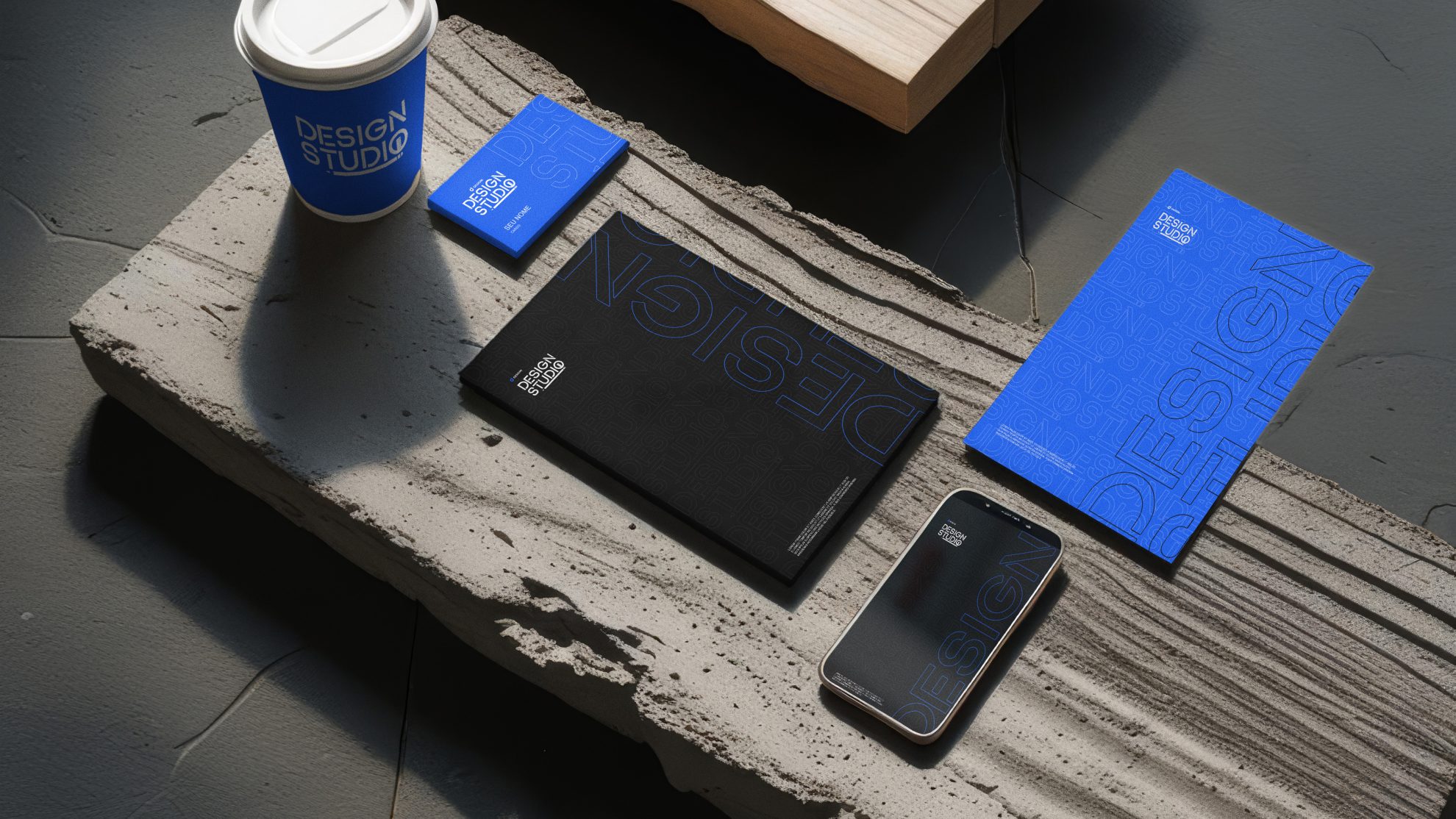 Mockup Design Studio Kit Identidade Visual PSD Editável