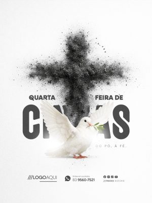 Quarta-feira de Cinzas 18 FEV Do Pó, À Fé Design PSD Editável