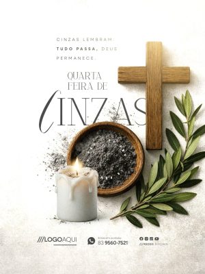 Quarta-feira de Cinzas Tudo Passa Deus Permanece Poster PSD Editável