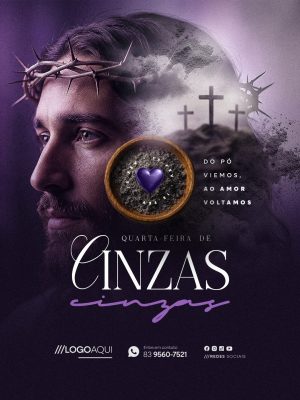Quarta-feira de Cinzas Do Pó Viemos Ao Amor Voltamos PSD Editável