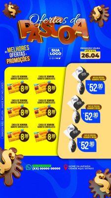 Encarte Ofertas de Páscoa Promoções PSD Editável