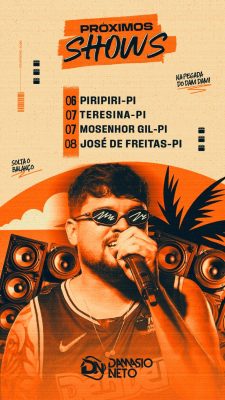 Shows Damásio Neto Próximos Eventos Fevereiro 2026 PSD Editável