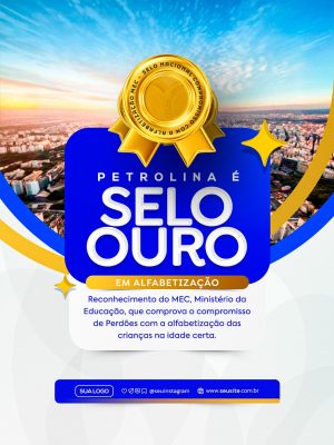 Petrolina Selo Ouro em Alfabetização Template Informativo PSD Editável